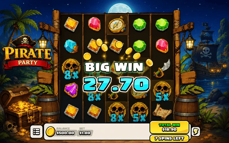 Pirate Party - a big win on the reels
